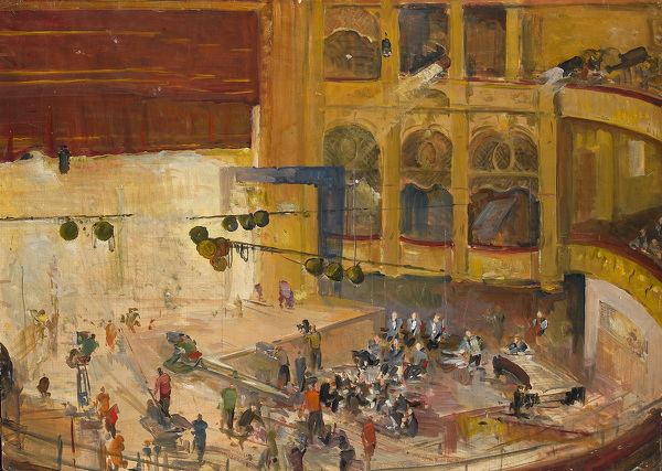 Artist Charles Cundall: The BBC recording at the Camden Theatre, circa 1950