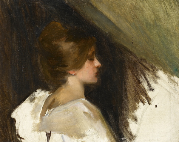 Artist Albert de Belleroche (1864-1944): Profile portrait, head and shoulders