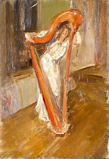 Albert-de-Belleroche: Femme-a-la-Harpe,-1903