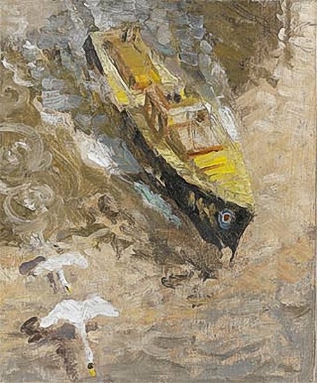 Artist John Edgar Platt (1886-1967): RAF Sea Rescue Launch, London Bridge, circa 1942