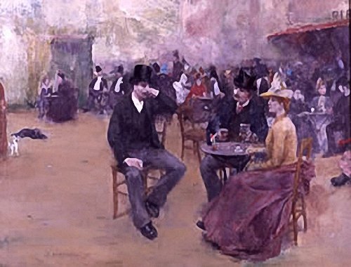Artist Leonard Raven Hill: Café Scene, 1888
