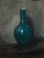 Artist Albert de Belleroche: Blue Vase on grey background- circa 1885